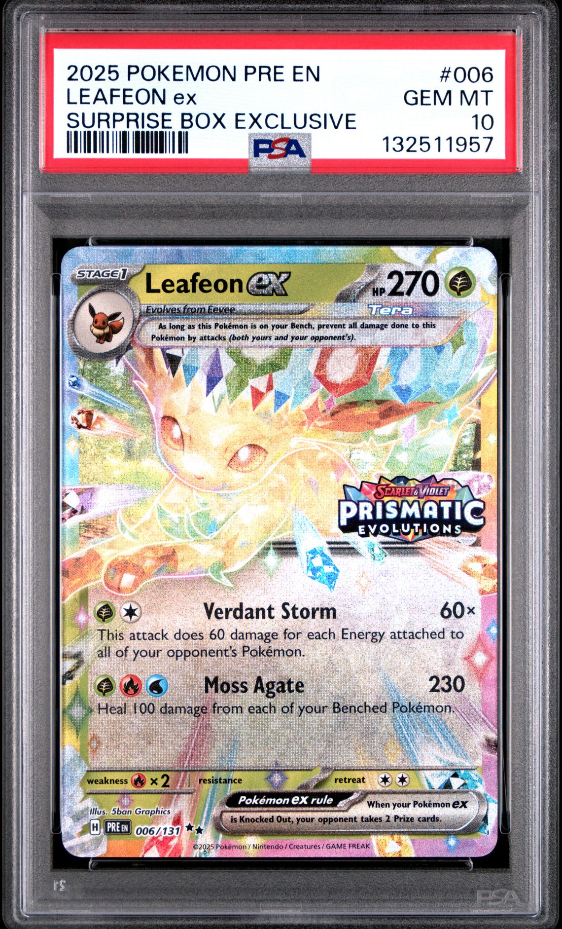 2025 Pokemon POKEMON PRE EN-PRISMATIC EVOLUTIONS Holo #006 Leafeon Ex front
