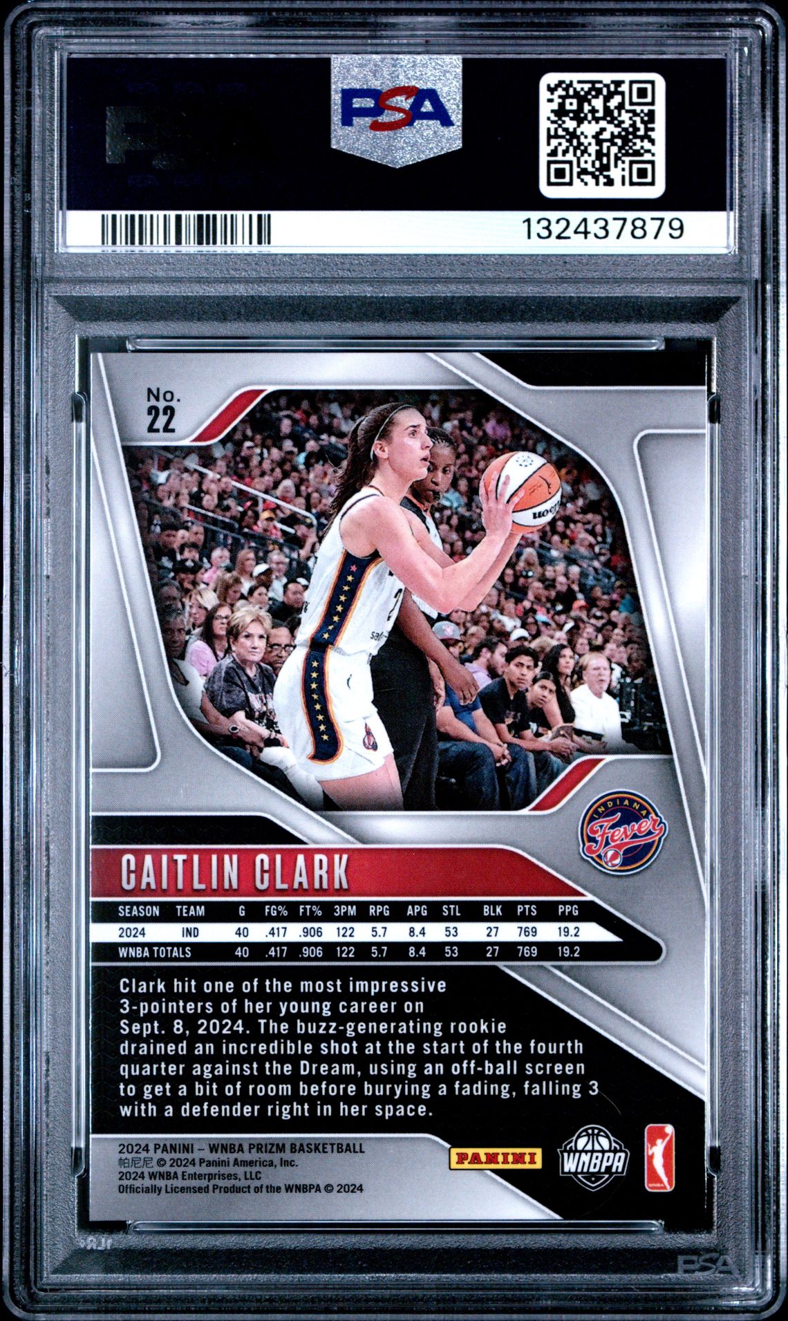 2024 Panini Prizm Wnba Caitlin Clark #22 Nm-Mt 8 back