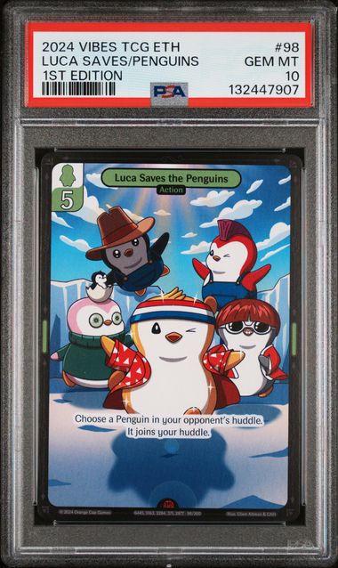 Vibes - 2024 Luca Saves/Penguins 1St Edition #98 Vibes Tcg Enter The Huddle PSA 10