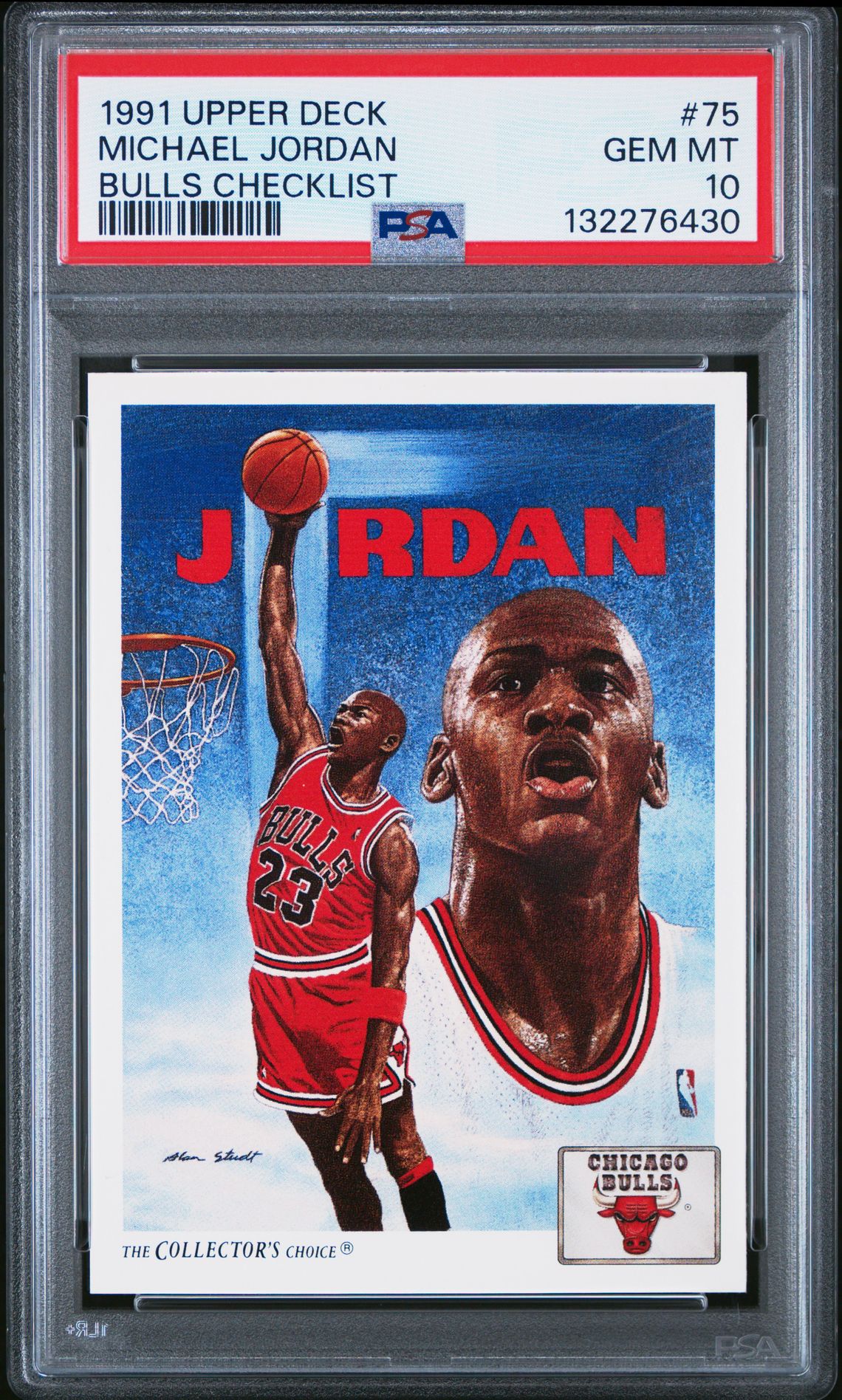 1991 Upper Deck Michael Jordan #75 (Bulls Checklist) Gem Mt 10 front