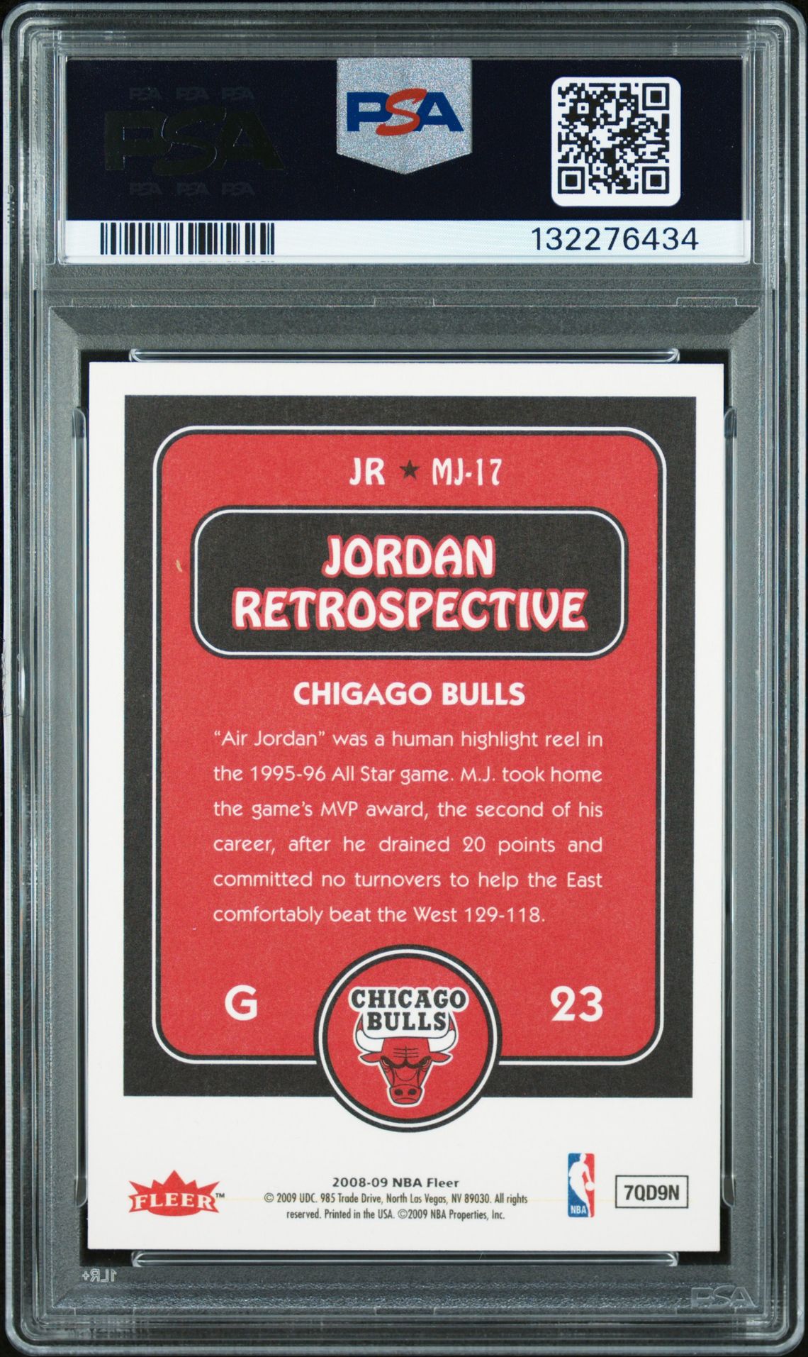 2008 Fleer Jordan Retrospective Michael Jordan #Mj-17 (Jordan Retrospective) Nm-Mt 8 back