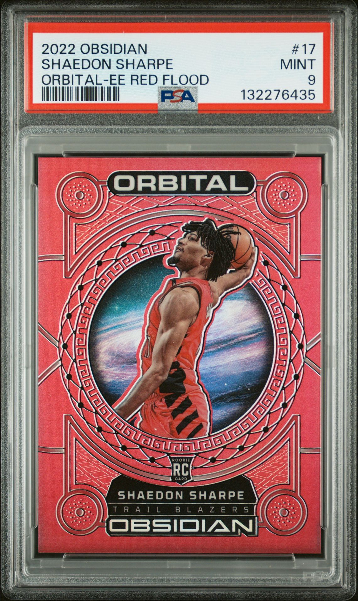 2022 Panini Obsidian Orbital Shaedon Sharpe #17 (Orbital-Ee Red Flood) Mint 9 front