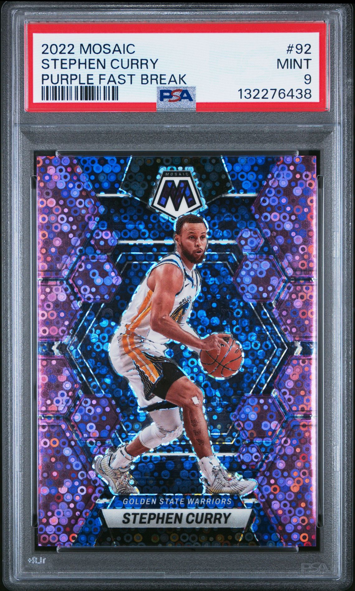 2022 Panini Mosaic Stephen Curry #92 (Purple Fast Break) Mint 9 front