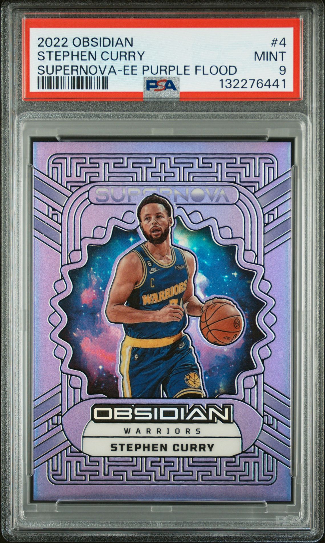 2022 Panini Obsidian Supernova Stephen Curry #4 (Supernova-Ee Purple Flood) Mint 9 front