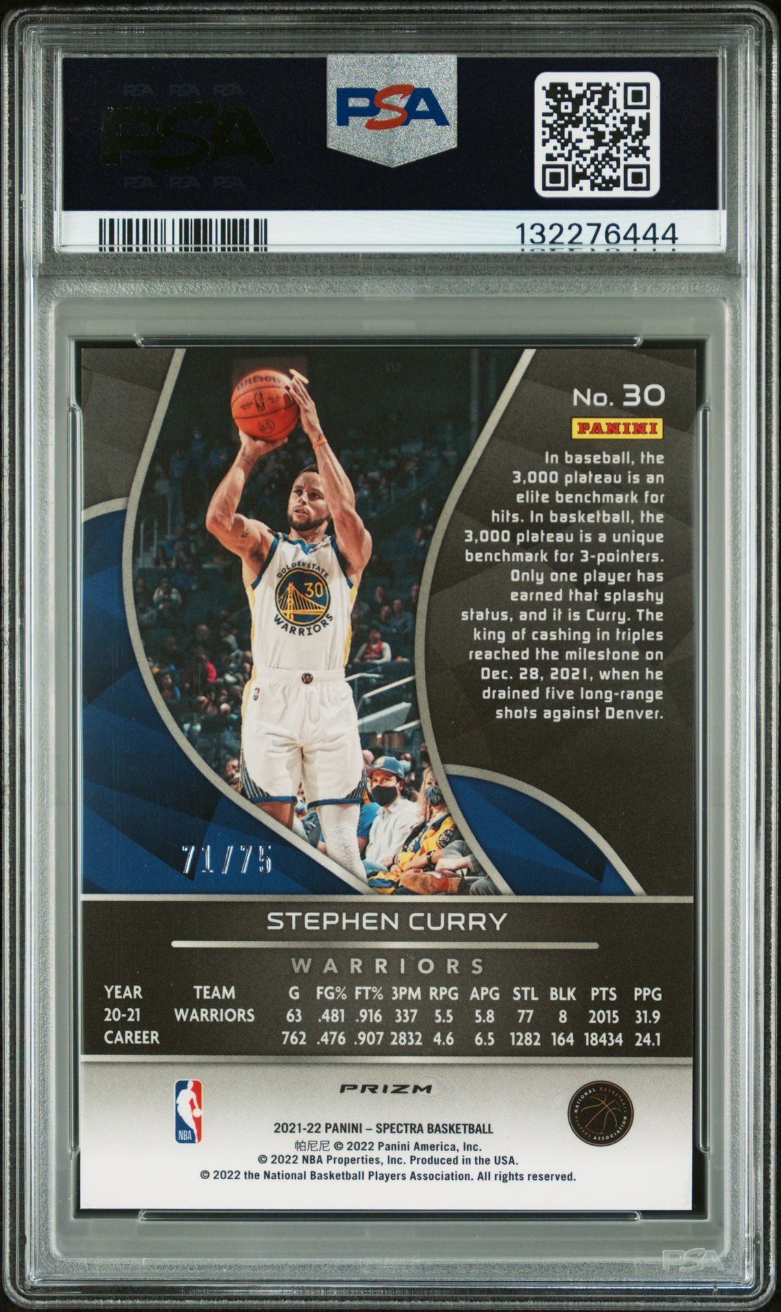 2021 Panini Spectra Stephen Curry #30 (Asia Red/Yellow/Green) Nm-Mt 8 back