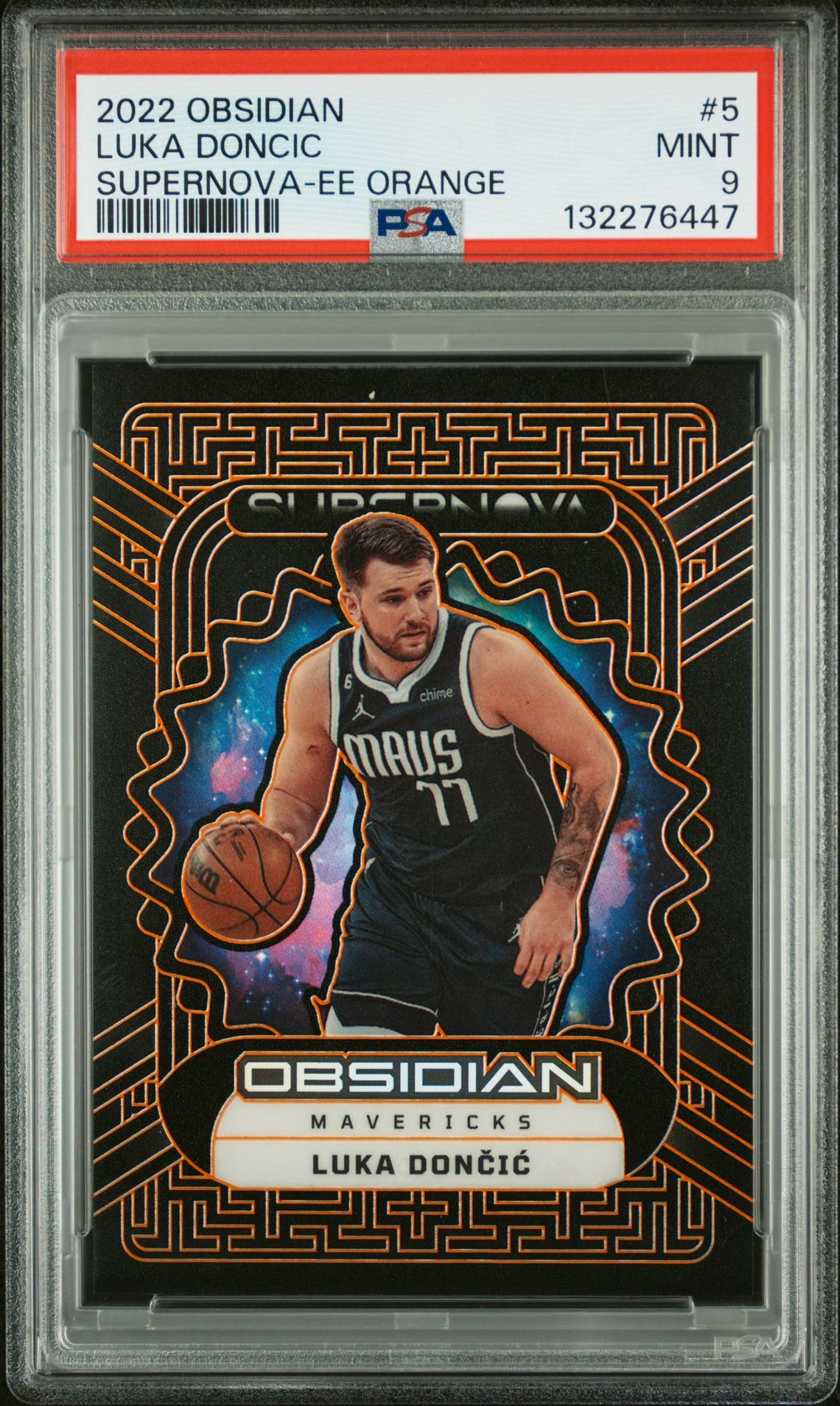 2022 Panini Obsidian Supernova Luka Doncic #5 (Supernova-Ee Orange) Mint 9 front