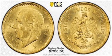 1906-M 10 Peso KM-473  Au MS63