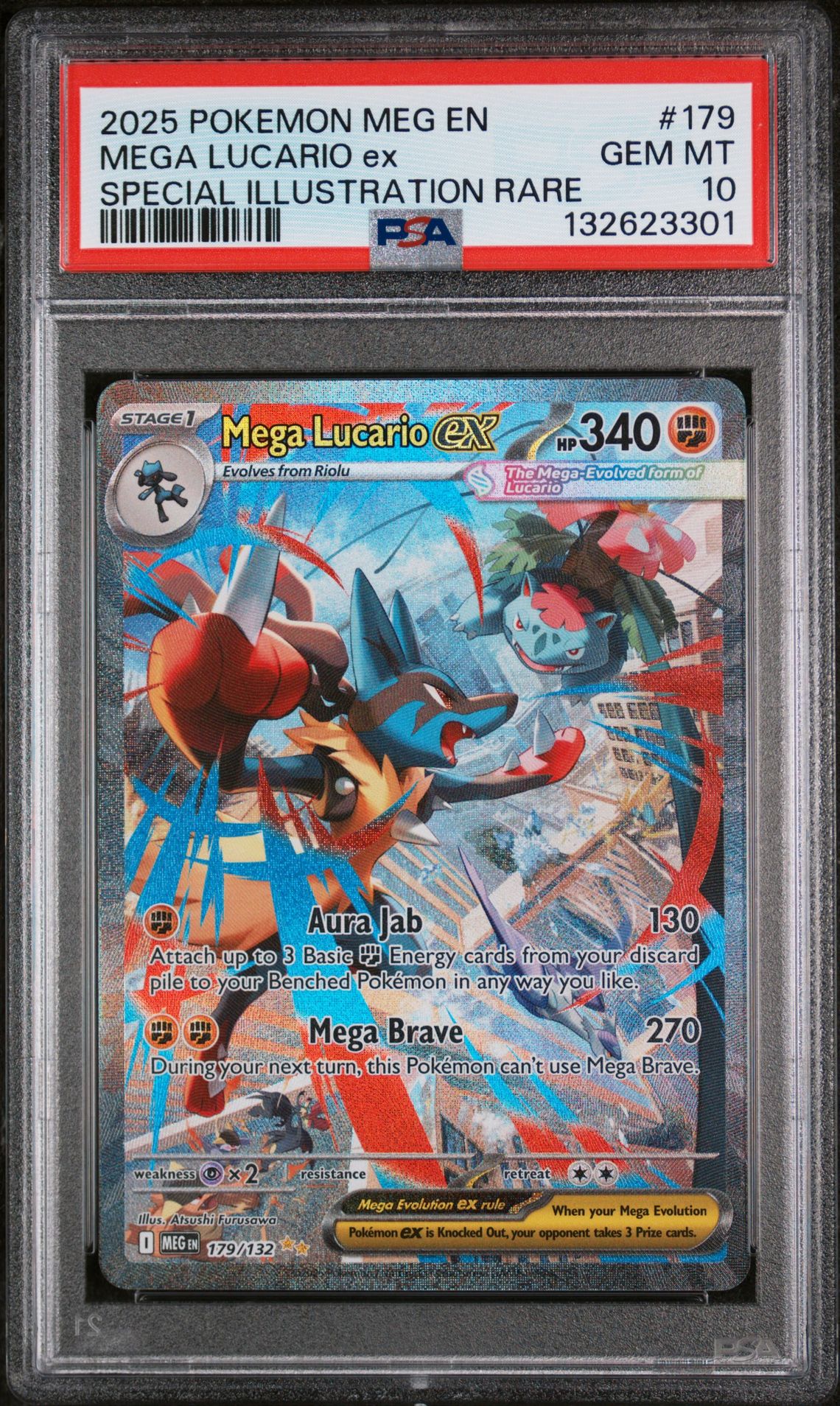 2025 Pokemon Meg En-Mega Evolution Mega Lucario Ex #179 (Special Illustration Rare) Gem Mt 10 front