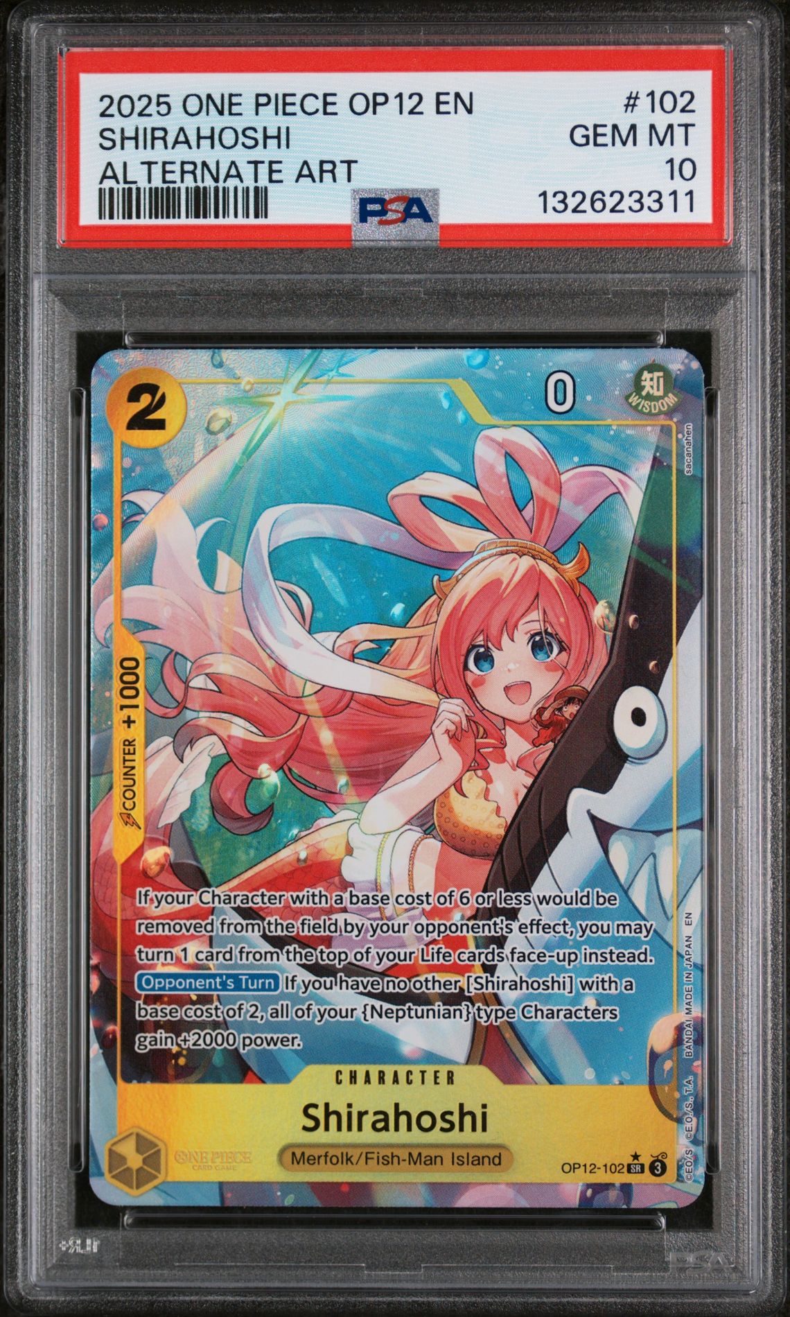 2025 One Piece Op12-Legacy Of The Master Shirahoshi #102 (Alternate Art) Gem Mt 10 front