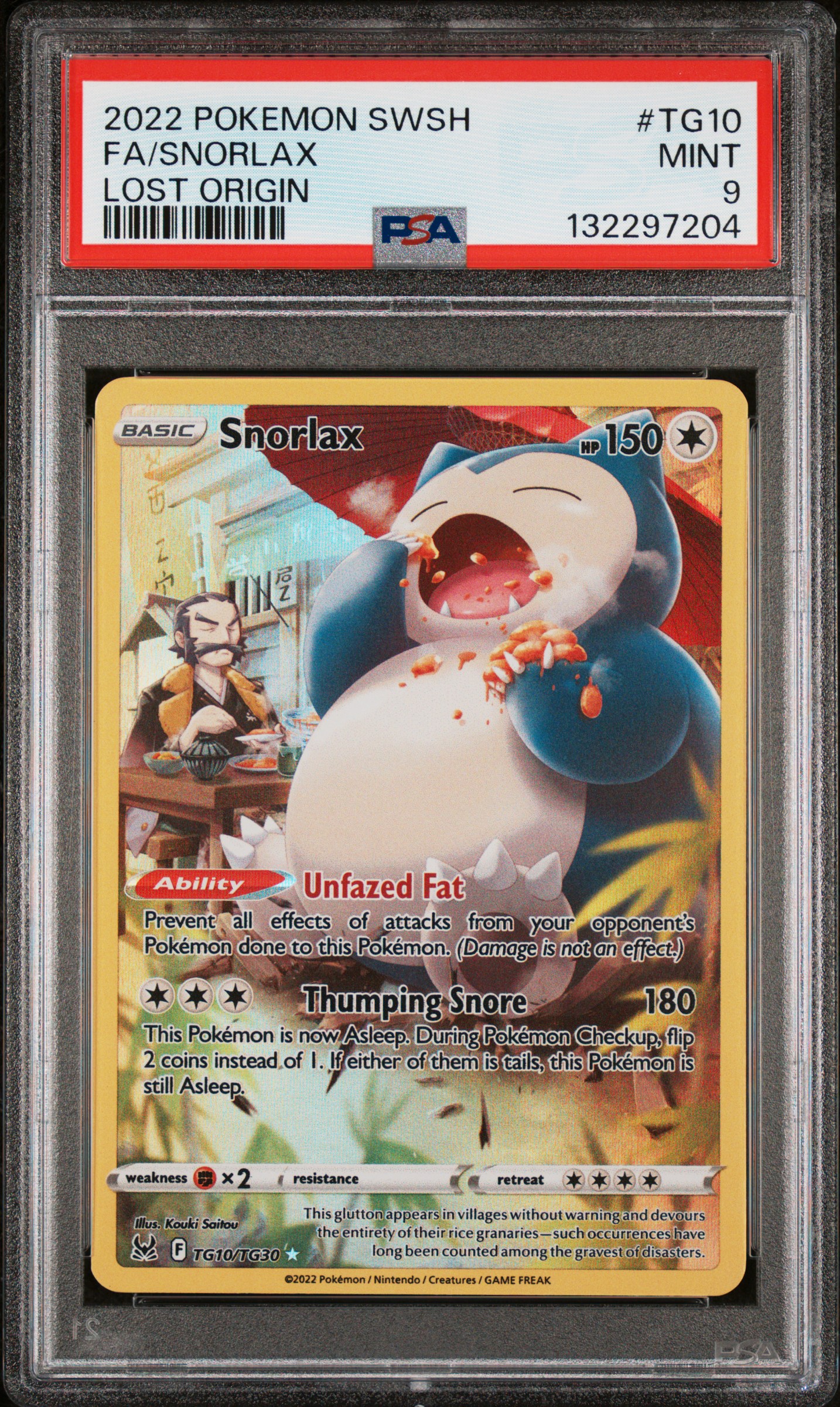 2022 #TG10 Full Art/Snorlax PSA 9 Sword & Shield Lost Origin Pokemon