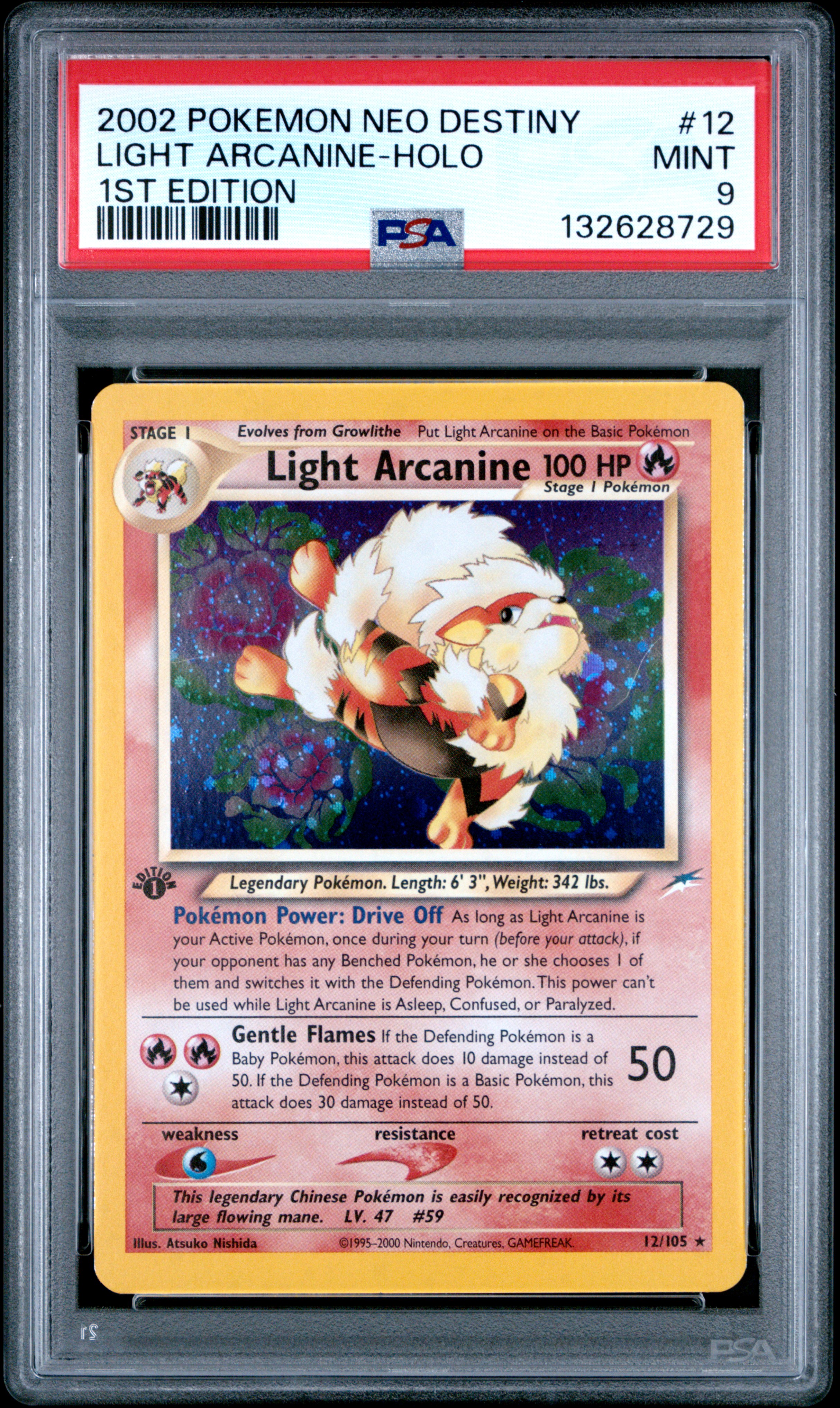2002 POKEMON NEO DESTINY 1ST ED #12 LIGHT ARCANINE-HOLO PSA 9