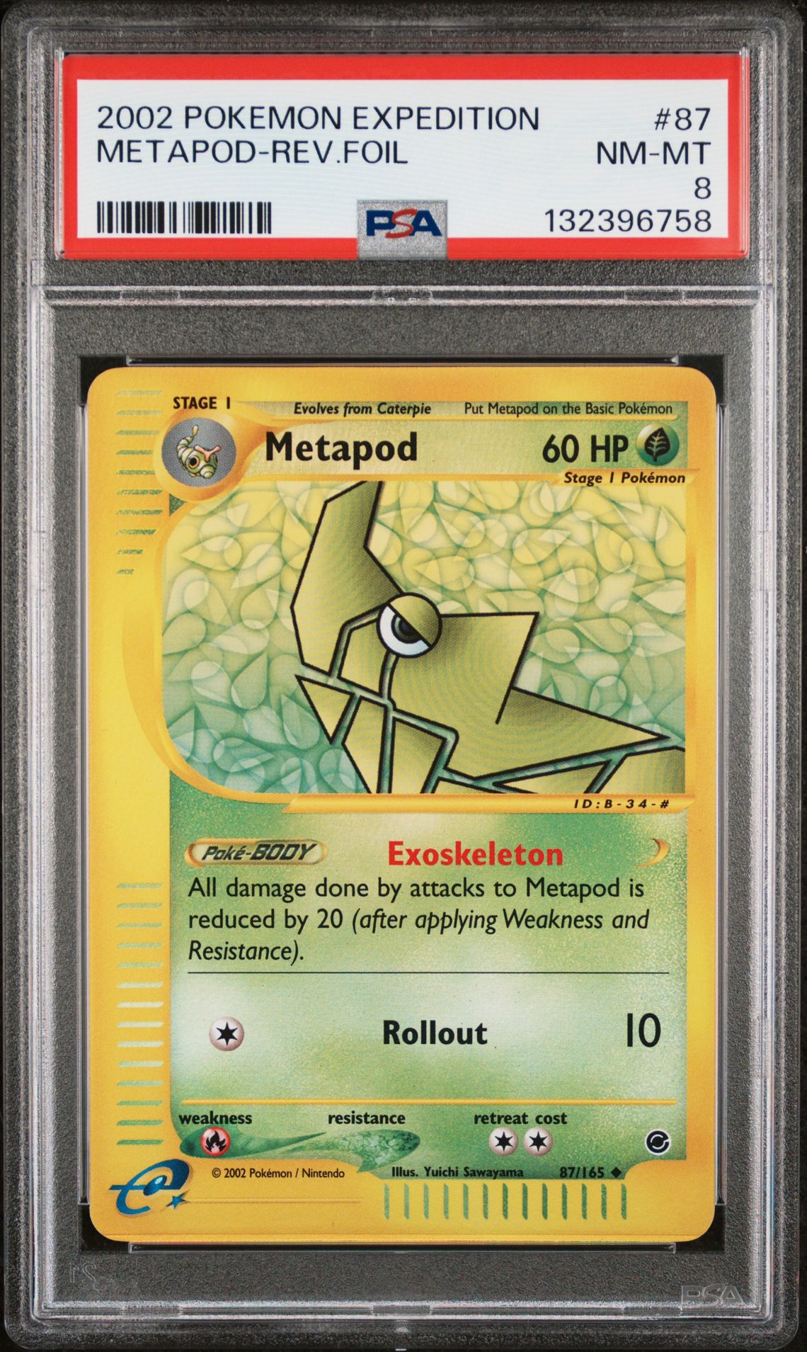2002 Pokemon POKEMON EXPEDITION Foil #87 Metapod-Rev.Foil front