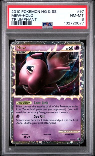 2010 POKEMON HEARTGOLD & SOULSILVER TRIUMPHANT #97 MEW-HOLO TRIUMPHANT (PSA 8) (PSA 8) – 132720077