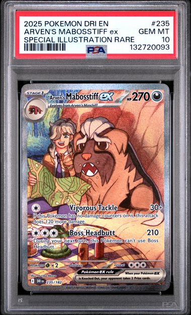 2025 POKEMON DRI EN-DESTINED RIVALS #235 ARVEN'S MABOSSTIFF ex SPECIAL ILLUSTRATION RARE (PSA 10) (PSA 10) – 132720093