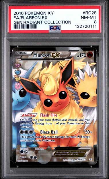 2016 POKEMON XY GENERATIONS RADIANT COLLECTION #RC28 FA/FLAREON EX GEN.RADIANT COLLECTION (PSA 8) (PSA 8) – 132720111