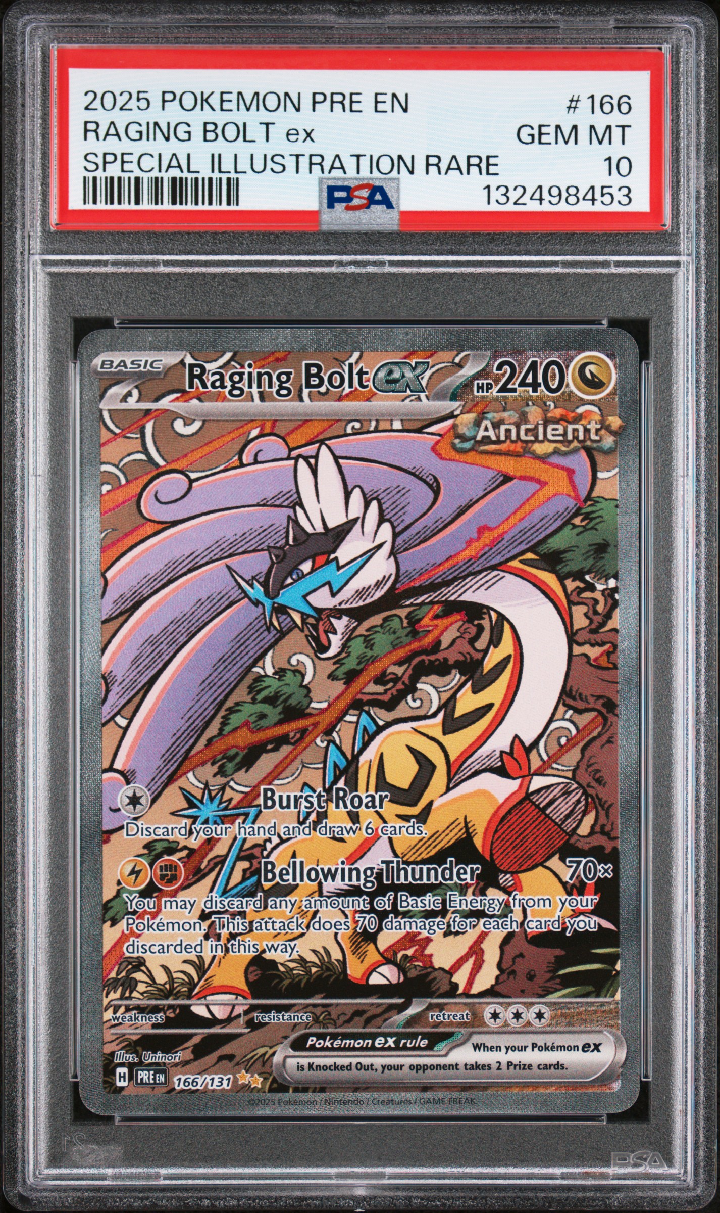 2025 #166 Raging Bolt EX PSA 10 Pre EN-Prismatic Evolutions
