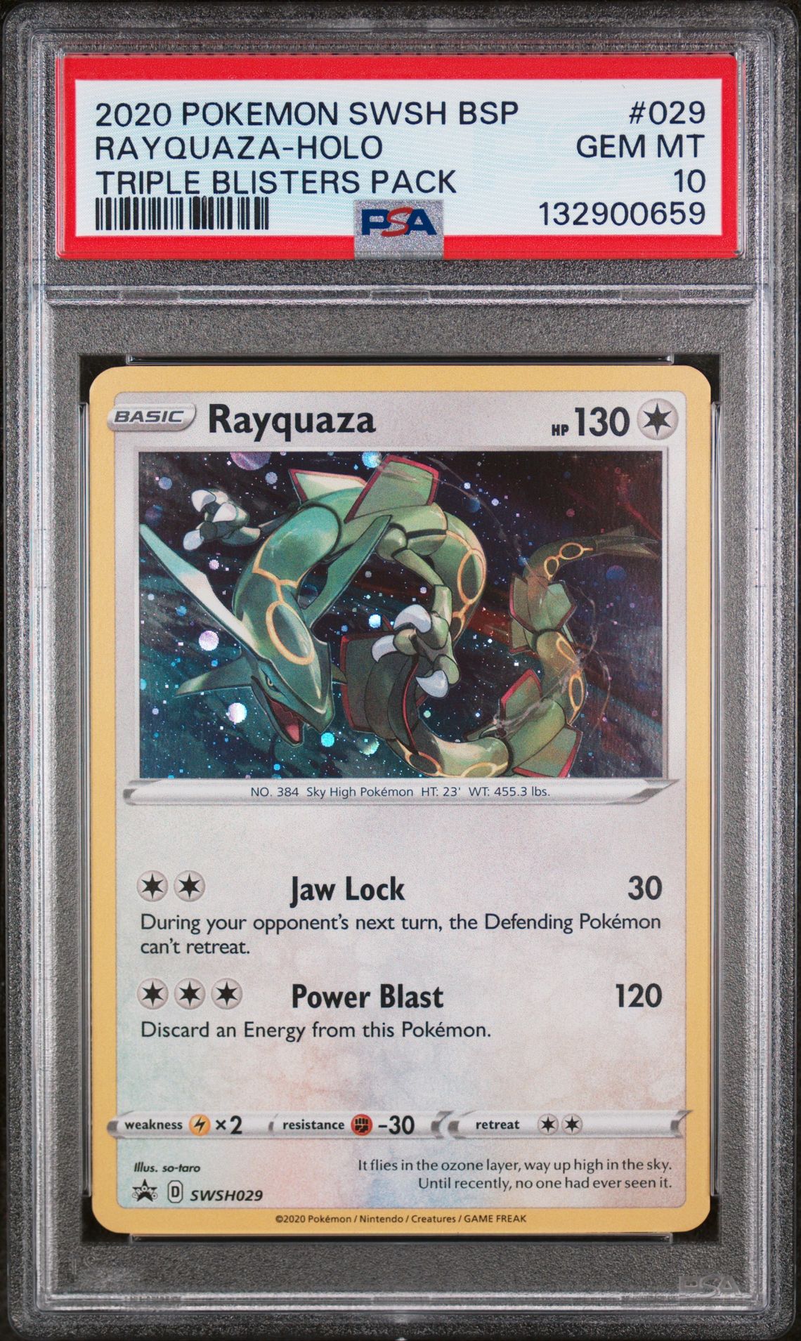 2020 Pokemon Swsh Black Star Promo Rayquaza-Holo #029 (Triple Blisters Pack) Gem Mt 10 front