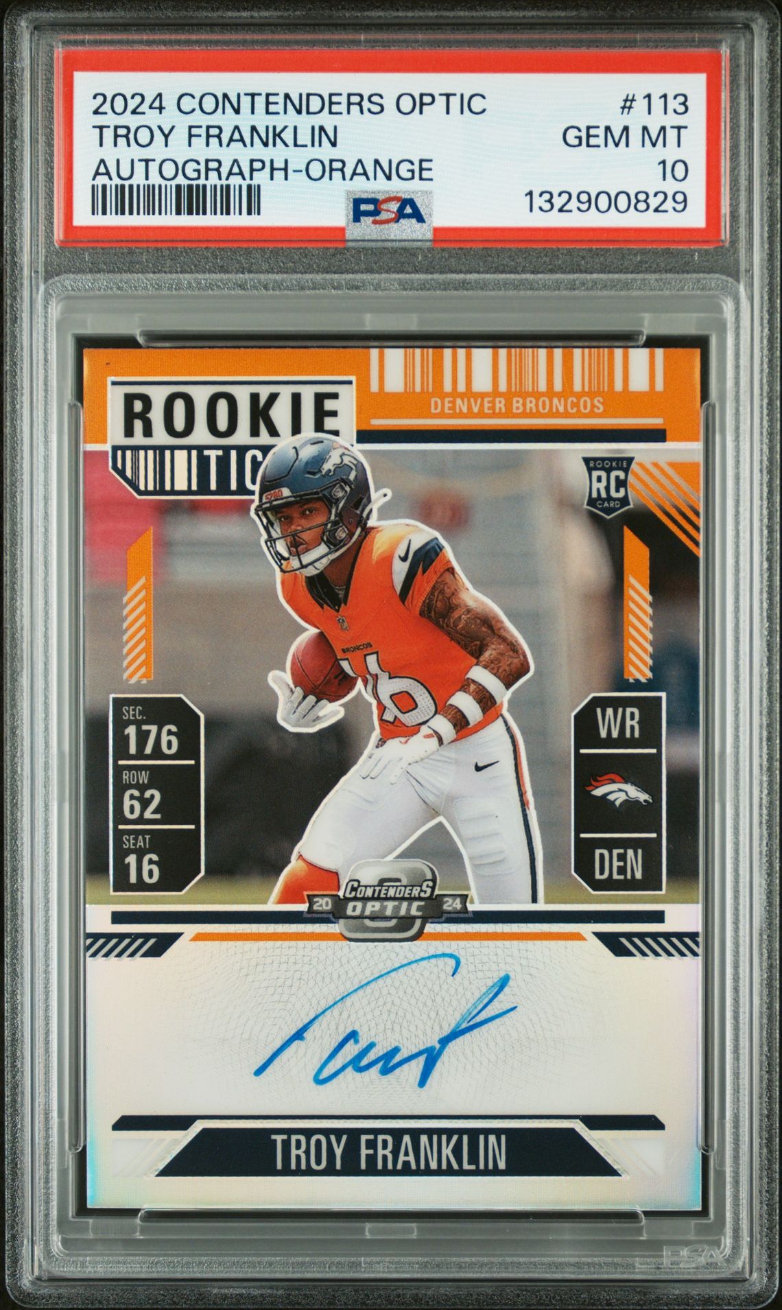 2024 Panini PANINI CONTENDERS OPTIC AUTOGRAPH-ORANGE #113 Troy Franklin front