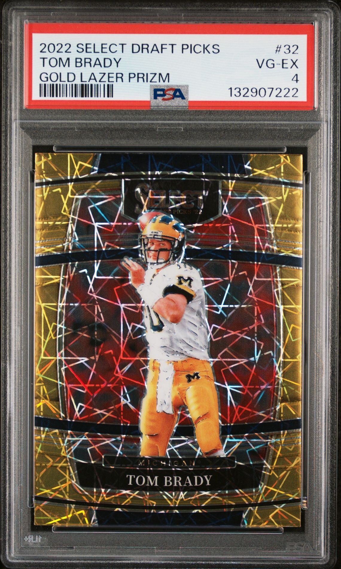 2022 Panini PANINI SELECT DRAFT PICKS GOLD LAZER PRIZM #32 Tom Brady front