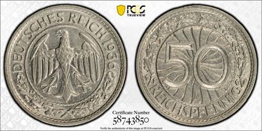 1936-A 50 Rcpfg J-324 MS62