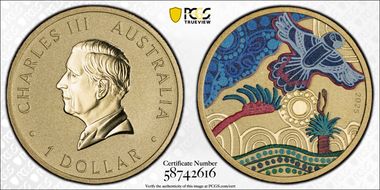 2025-P $1 Black Cockatoo Al-Br Ngana Nyitting, Colorized MS70