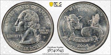 2004-D 25C Wisconsin, FS-5901 Extra Leaf High N1