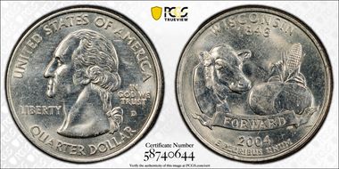 2004-D 25C Wisconsin, FS-5902 Extra Leaf Low N1