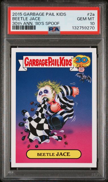 2015 Topps TOPPS GARBAGE PAIL KIDS 30TH ANNIVERSARY '80'S SPOOF 30TH ANN.'80'S SPOOF-GREEN #2A Beetle Jace front