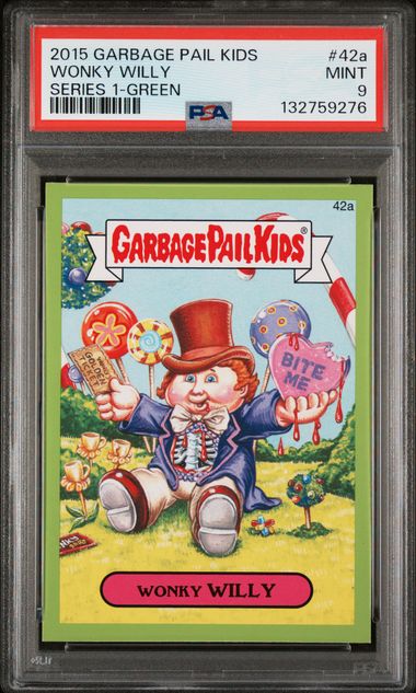 2015 Topps TOPPS GARBAGE PAIL KIDS SERIES 1 Green #42A Wonky Willy front