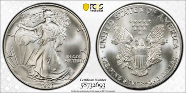 1986 $1 Silver Eagle MS69