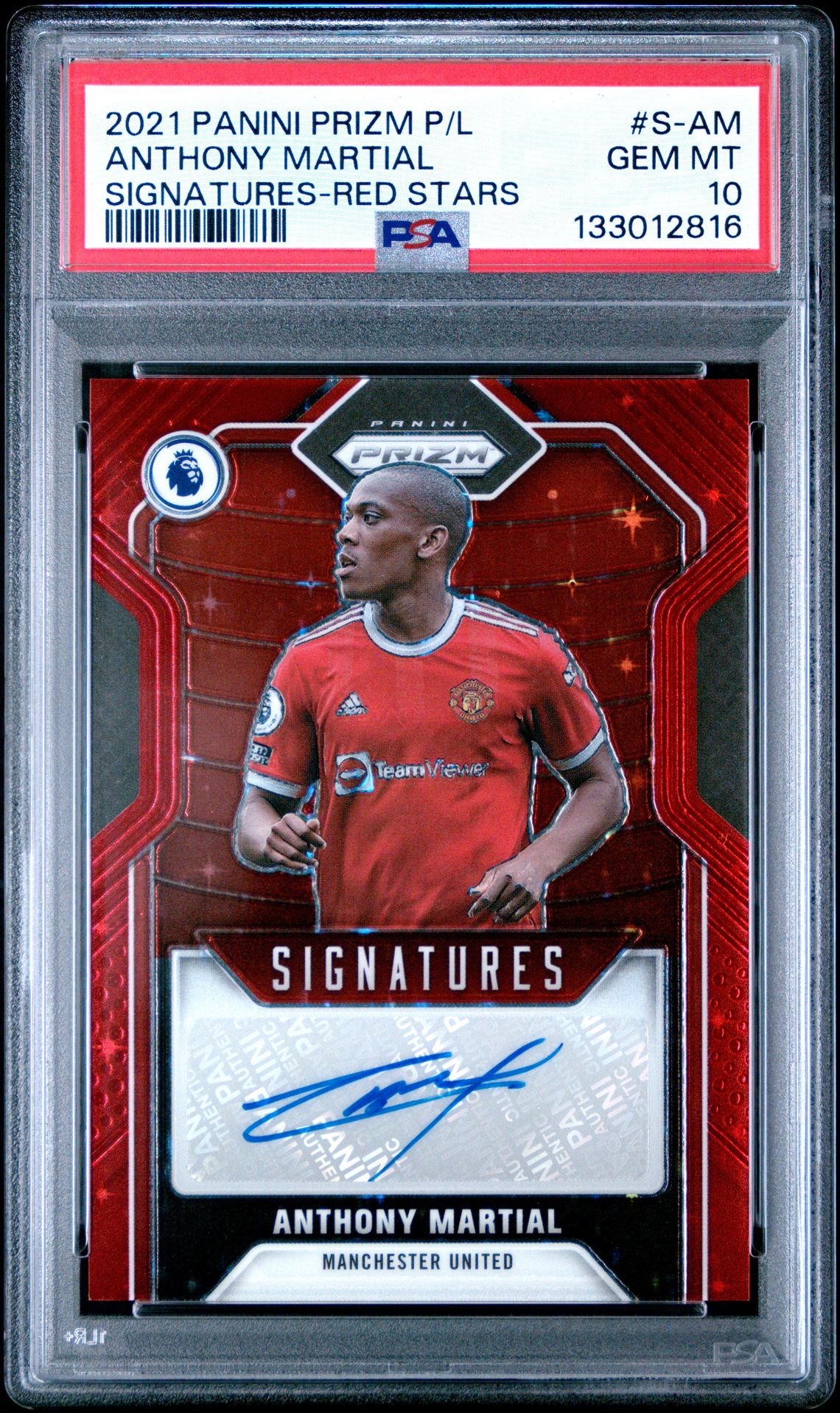 2021 Panini PANINI PRIZM PREMIER LEAGUE SIGNATURES RED STARS #S-AM Anthony Martial front