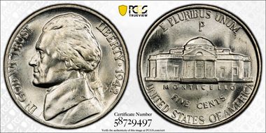 1942-P 5C Silver MS65