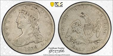 1839 50C Capped Bust F15