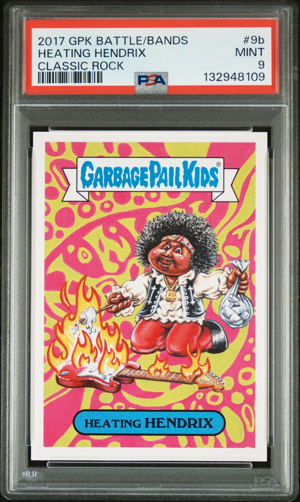 2017 Topps GARBAGE PAIL KIDS BATTLE OF THE BANDS CLASSIC ROCK #9B Heating Hendrix front