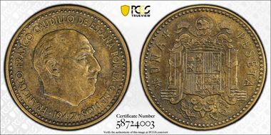 1947 Peseta (1950) AU58