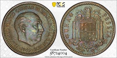 1947 Peseta (1951) MS63