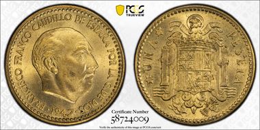 1947 Peseta (1954) MS64