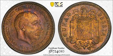 1953 Peseta (1954) MS64