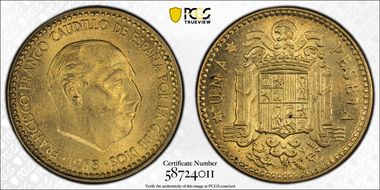 1953 Peseta (1956) MS64