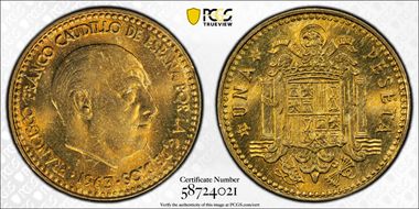 1963 Peseta (1965) MS65