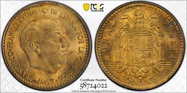 1963 Peseta (1967) MS65