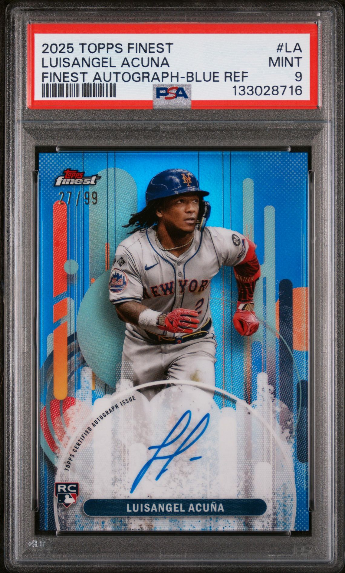 2025 Topps TOPPS FINEST FINEST AUTOGRAPHS BLUE REF #LA Luisangel Acuna front