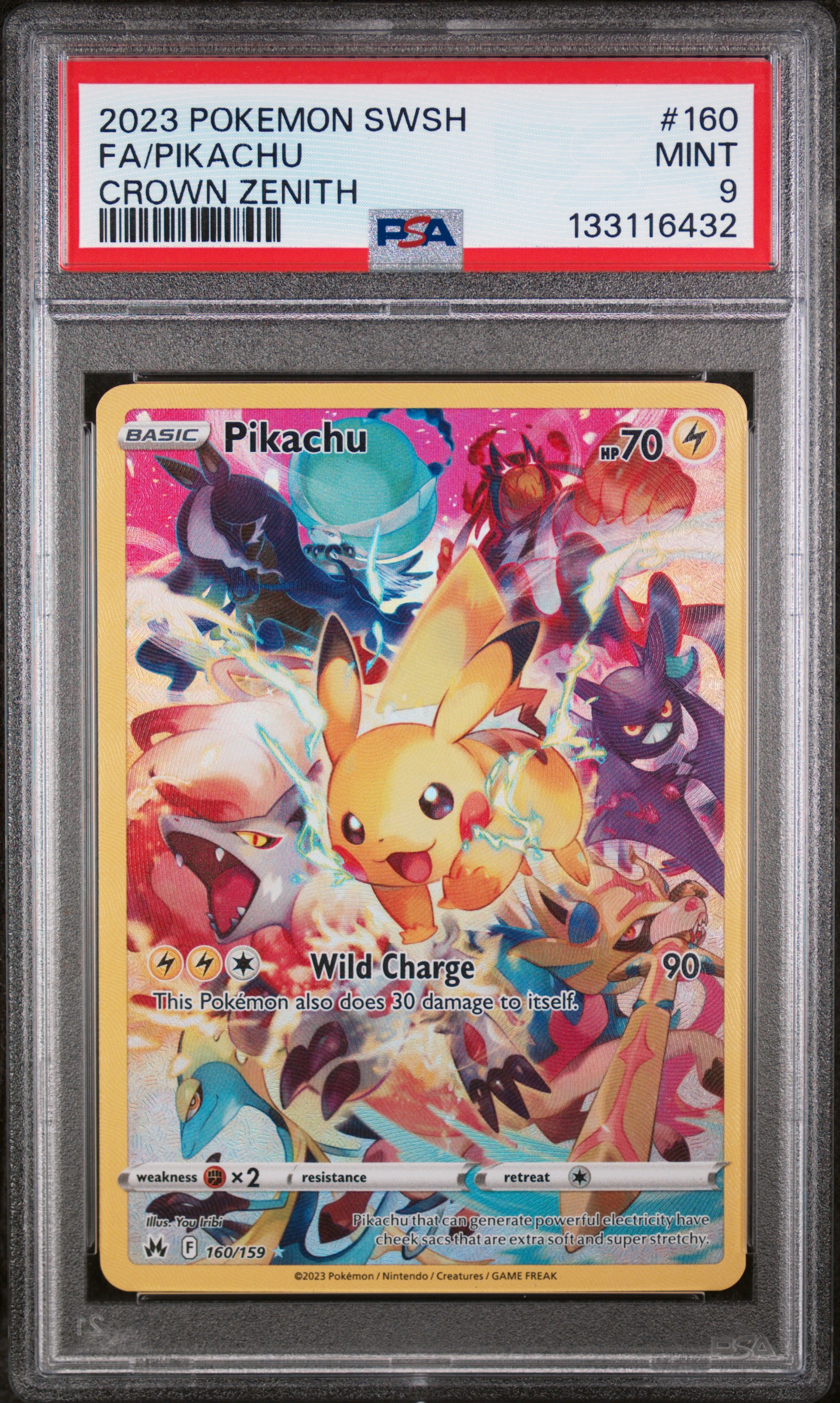 2023 #160 Full Art/Pikachu PSA 9 Sword and Shield Crown Zenith