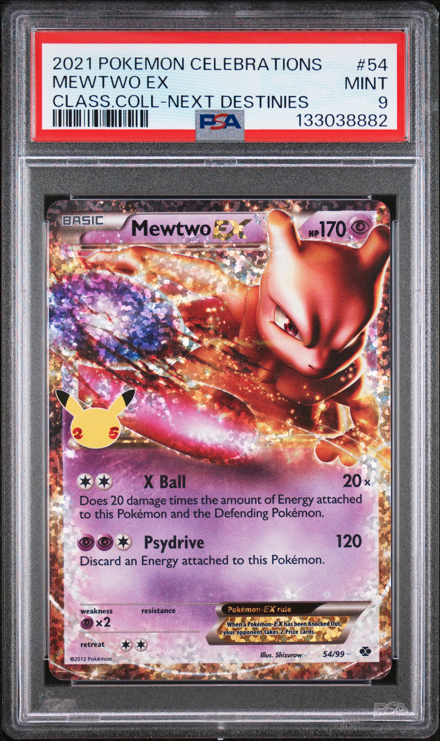 2021 #54 Mewtwo EX PSA 9 Celebrations Classic Collection Pokemon