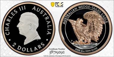 2025-P $2 Wedge-Tailed Eagle HR 2oz Ag Select Gilt PR70DCAM