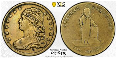 (c.1852) Token Rulau NY-NY 19 Brass P.T. Barnum-Tom Thumb VF30