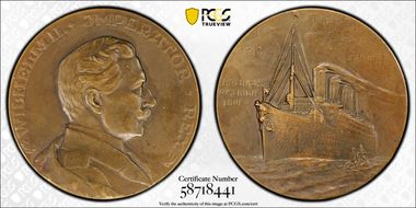 1913 Medal Gaed-2813 AE Maiden Voyage SS Imperator MS63
