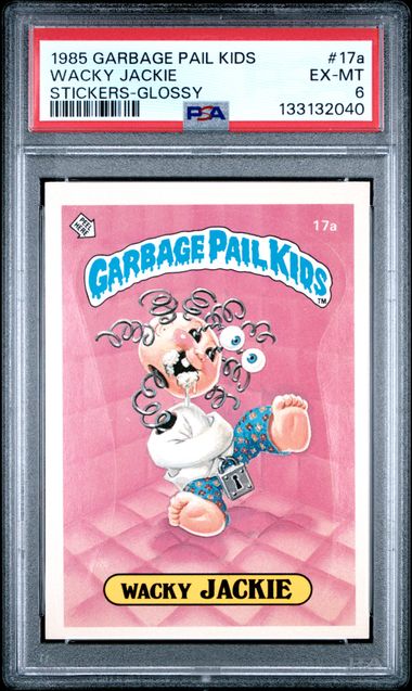 1985 Topps Garbage Pail Kids STICKERS-GLOSSY #17A Wacky Jackie front