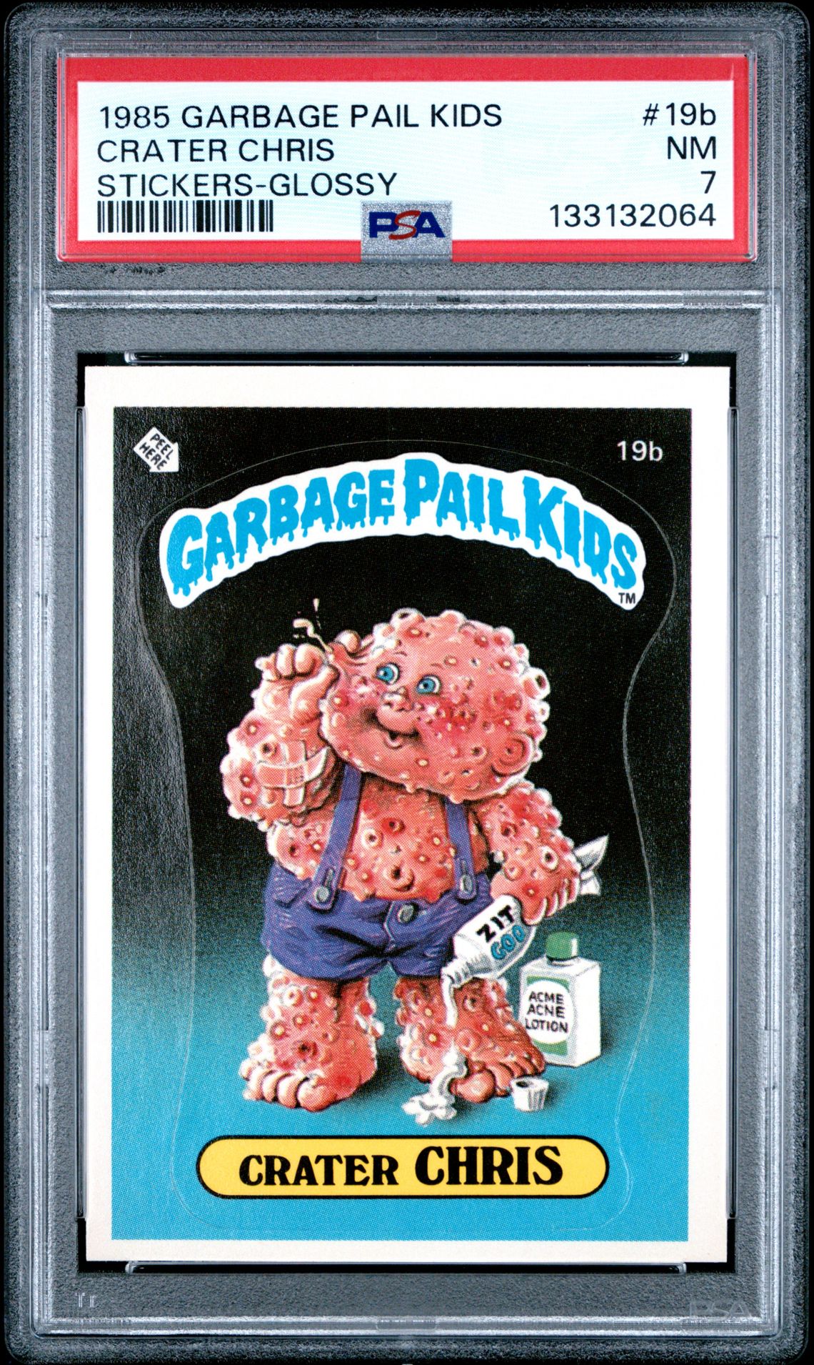 1985 Topps GARBAGE PAIL KIDS STICKERS GLOSSY #19B Crater Chris front