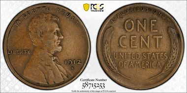 1912-S 1C VF30BN